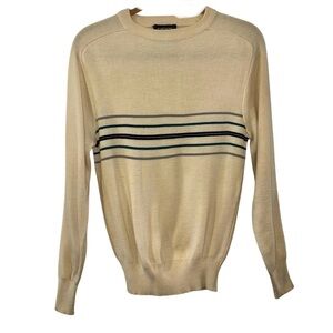 Vintage OSSI Skiwear Beige Sweater with Stripes Size M Wool Blend